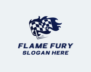 Flaming Racing Flag logo design