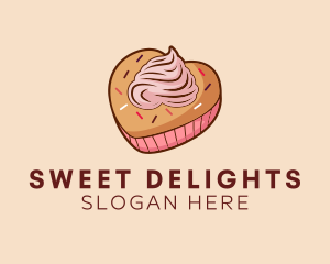 Heart Pastry Muffin logo design