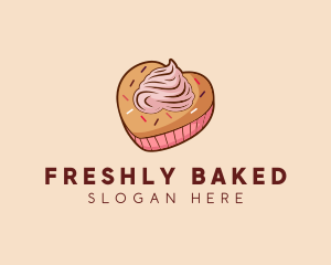 Heart Pastry Muffin logo design