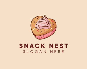 Heart Pastry Muffin logo design