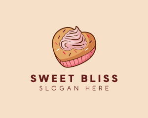 Heart Pastry Muffin logo design