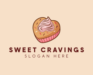 Heart Pastry Muffin logo design