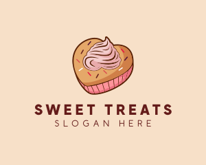 Heart Pastry Muffin logo design