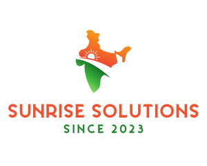 India Sunrise Map logo design