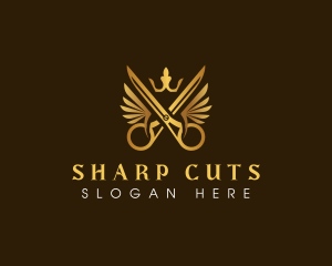 Barber Wings Scissors logo design