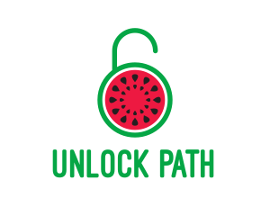 Watermelon Fruit Lock  logo design