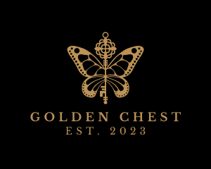 Golden Butterfly Key logo design