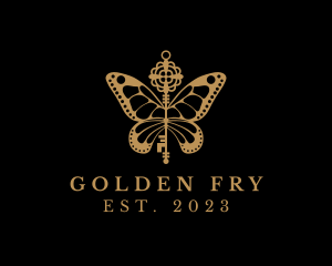 Golden Butterfly Key logo design