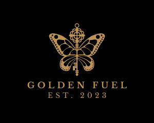 Golden Butterfly Key logo design