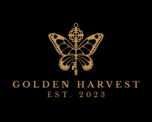 Golden Butterfly Key logo design