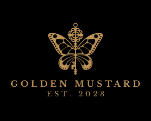 Golden Butterfly Key logo design