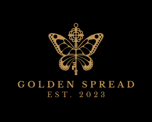 Golden Butterfly Key logo design