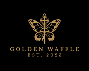 Golden Butterfly Key logo design