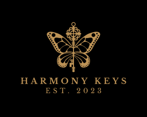 Golden Butterfly Key logo design