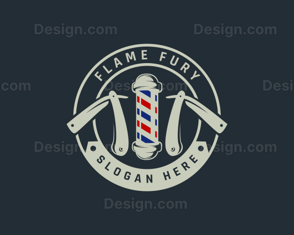 Barbershop Razor Grooming Logo