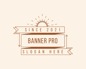 Hipster Sunburst Banner logo design