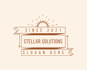 Hipster Sunburst Banner logo design