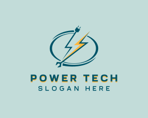 Tech Lightning Power logo design