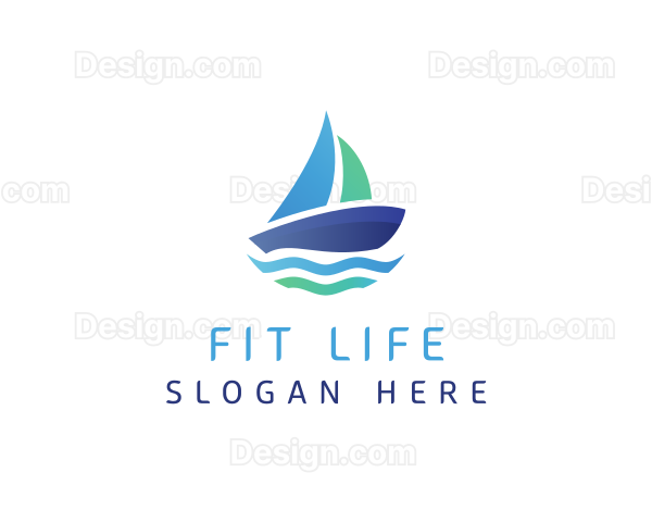Sea Sailing Boat Logo