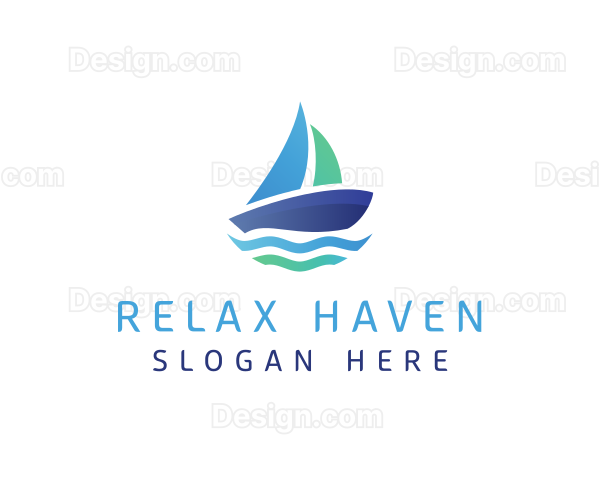 Sea Sailing Boat Logo