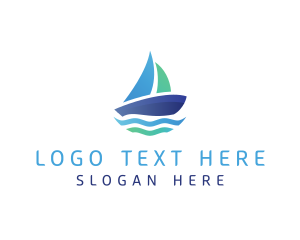 Sea Sailing Boat Logo