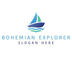 Sea Sailing Boat logo design