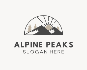 Mountain Alpine Sun logo design