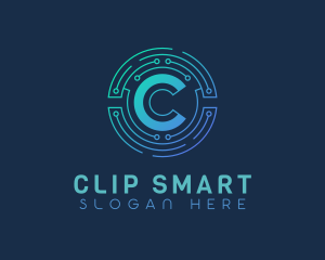 Software Circuit Letter C logo design