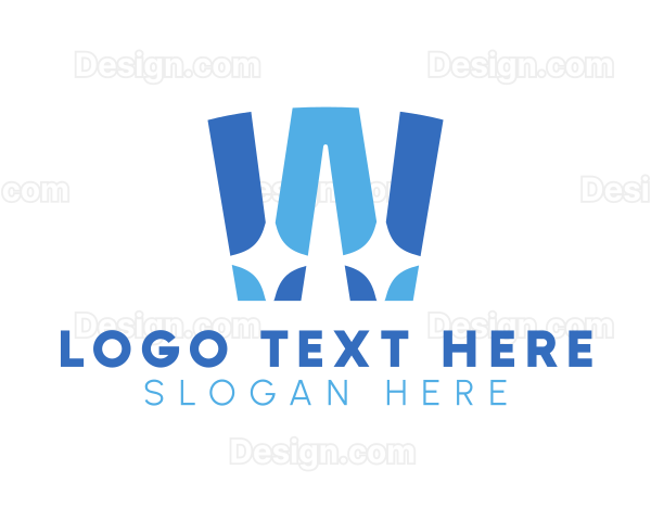 Blue Shiny Letter W Logo