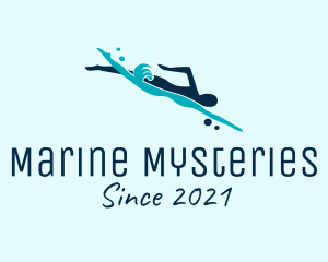 Blue Diver Swimming logo design