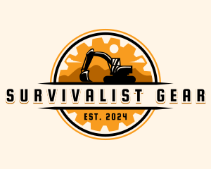 Excavator Cogwheel Quarry logo design