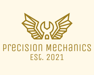 Winged Mechanic Wrench logo design