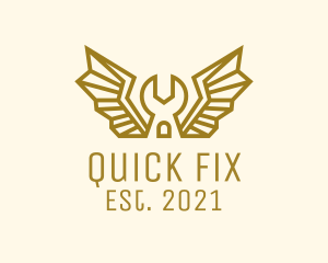 Winged Mechanic Wrench logo design