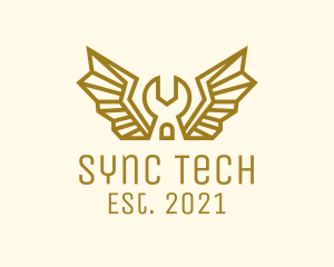 Winged Mechanic Wrench logo design