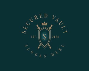 Crown Shield Sword logo design