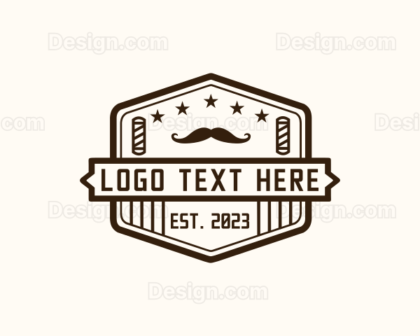 Hipster Barber Moustache Logo