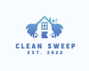 Home Cleaning Broom logo design