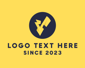Yellow Voltage Letter V logo