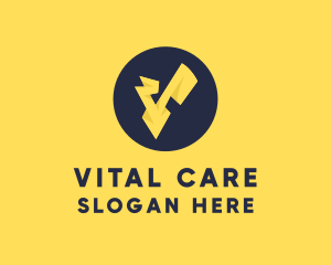 Yellow Voltage Letter V Logo