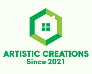 Green Hexagon Home logo design