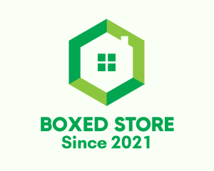 Green Hexagon Home logo design