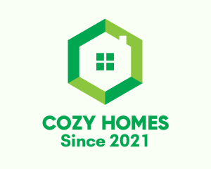 Green Hexagon Home logo design