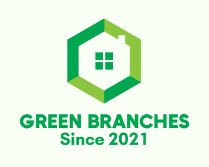 Green Hexagon Home logo design