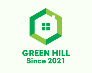 Green Hexagon Home logo design