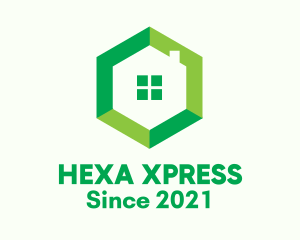 Green Hexagon Home logo design