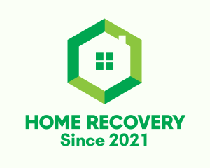 Green Hexagon Home logo design