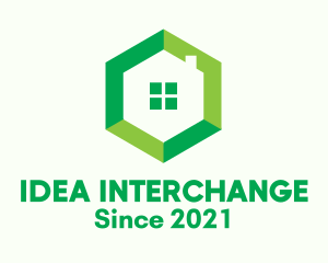 Green Hexagon Home logo design