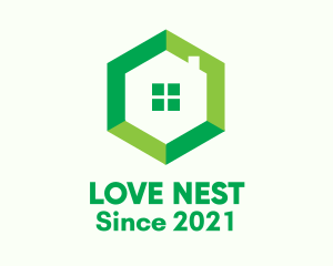 Green Hexagon Home logo design