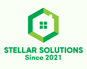 Green Hexagon Home logo design