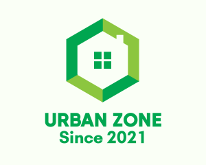 Green Hexagon Home logo design